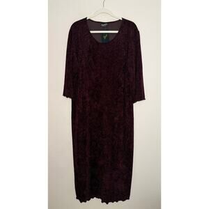 VTG NWT Lee Andersen Romantic Goth Red Crushed Velvet Lettuce Hem Maxi Dress XL